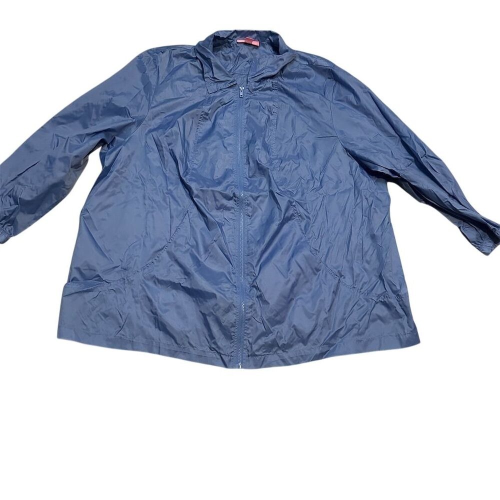 Woman Within 3XL Blue Windbreaker‎ Jacket Plus Size Mid-Length Casual